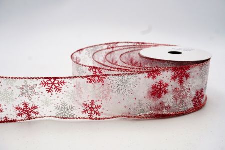 Κορδέλα με χιονονιφάδες και λάμψη_KF7591GR-1R_κόκκινο